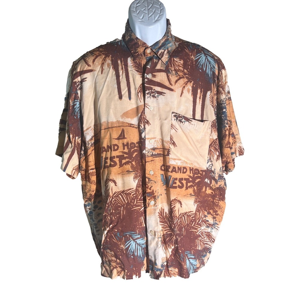 NATURAL ISSUE Men's Short Sleeve GRAND HOT WEST Hawaiian Shirt Large